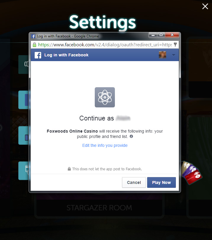 Login using your Facebook account